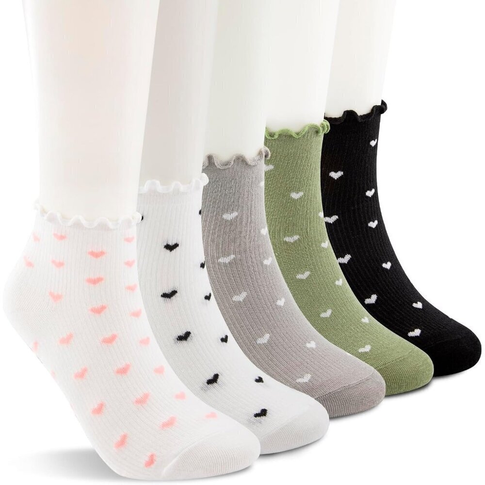 Women’s Cotton Short Socks Cute Ruffle Ankle Thin Frilly Dress Socks for Girls